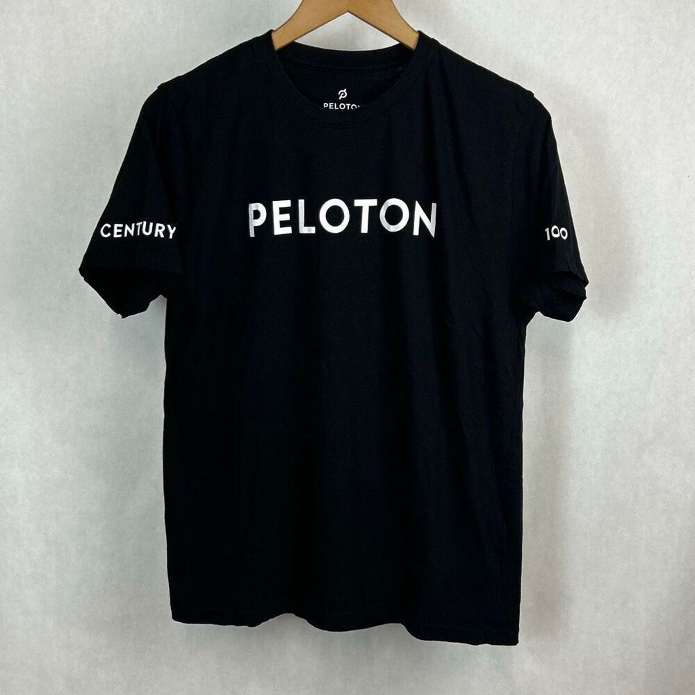 Peloton Century Club 100 T-shirt Sz Medium Unisex Black White Fitness Rides
